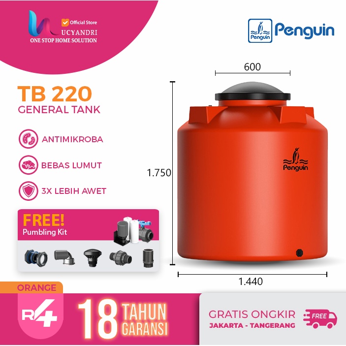 Tangki Air Penguin TB 220 Toren 2250 L Tandon TB220 Free Plumbing Kit Free Ongkir