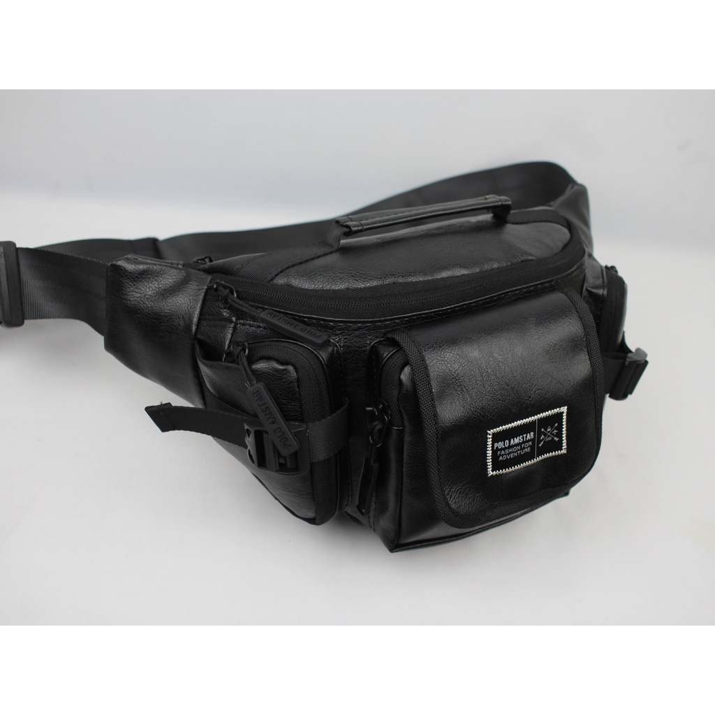 Tas Tactical Outdoor Polo Amstar Kulit PU Best Quality Waistbag Tas Pinggang Tas Selempang Bahu Tas Pria Wanita Tas Kulit