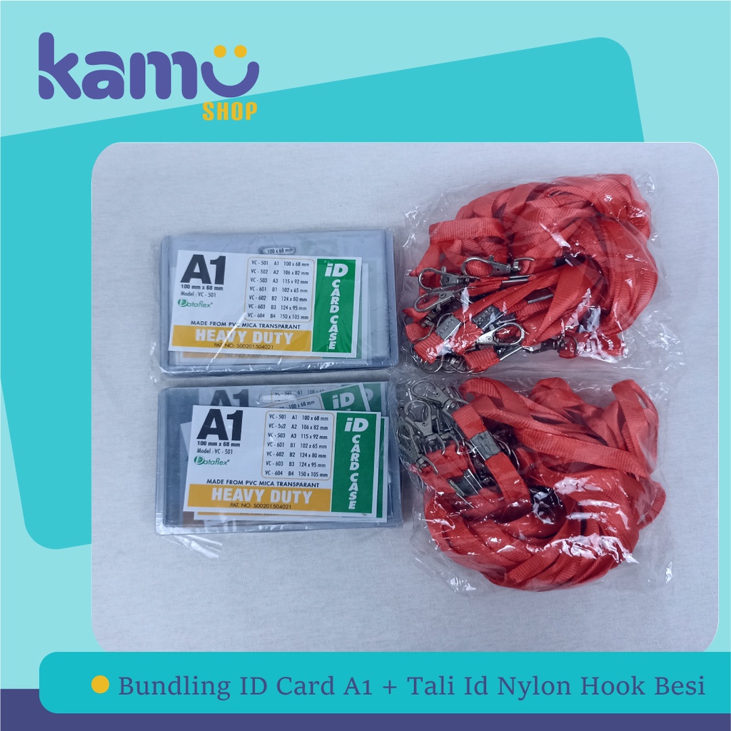 

BUNDLING 40 PCS ID CARD A1 + 40 PCS Tali ID Nylon Hook Besi ( NYLK )