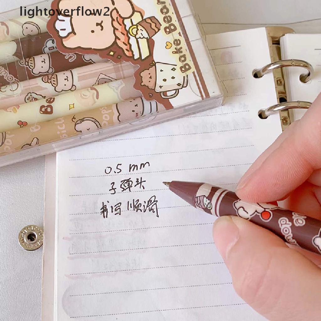 (lightoverflow2) 6pcs / Set Pulpen Tinta Gel Bentuk Kartun Beruang / Kelinci Untuk Stationery (ID)