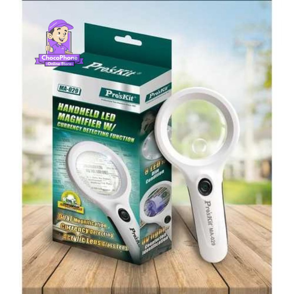 

Kaca Pembesar Proskit MA-029 Magnifier 8 LED 6x Dan 2.5x 70mm Pro'Skit