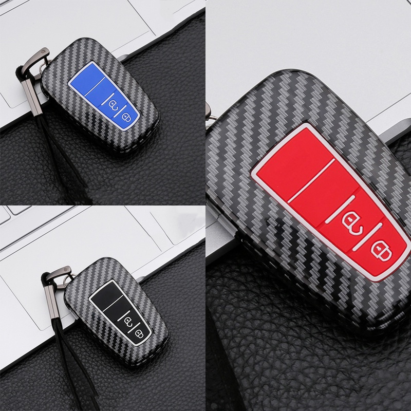 Case Pelindung Remote Kunci Mobil Keyless 2 / 3 / 4 Bahan ABS Carbon fiber Untuk Toyota Camry Corolla RAV4 Avalon Land Cruiser