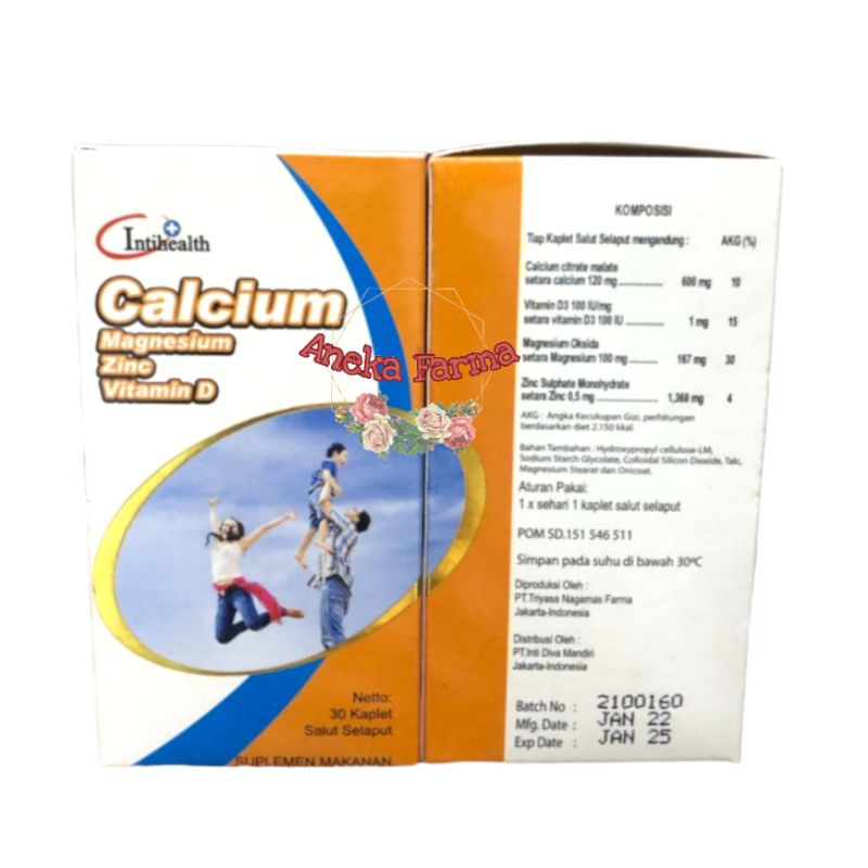 Calcium, Magnesium, Zinc dan Vitamin D3 Intihealth 50Tablet