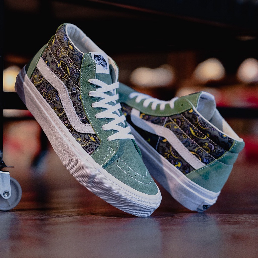 VANS SK8-MID REISSUE PAISLEY &quot;HEDGE/GREEN&quot; ORIGINAL 100%