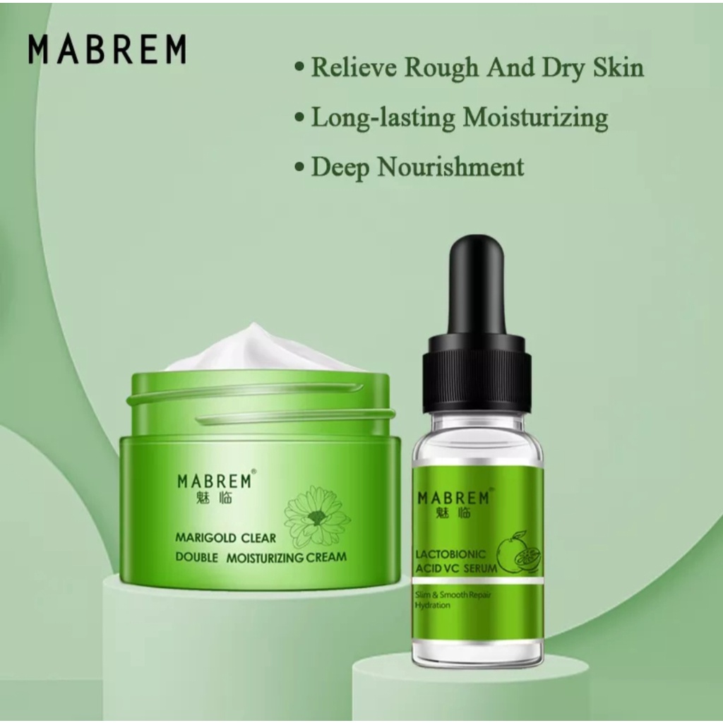ORI 100% MABREM PAKET PELEMBAB+SERUM WAJAH GLOWING PEREMAJAAN KULIT PUTIH ALAMI PERBAIKAN PORI-PORI