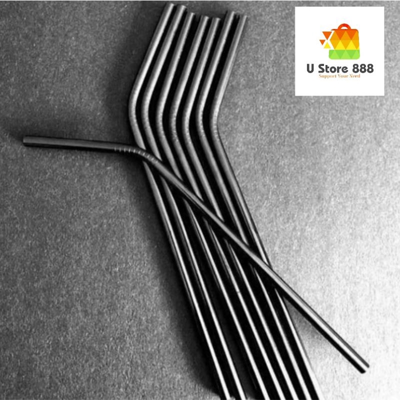 Sedotan Stainless Steel lurus / lengkung  Sedotan ramah lingkungan stainless steel kualitas straw ramah lingkungan