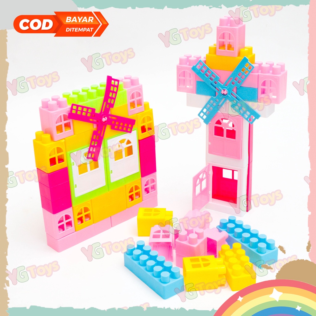 YGtoys Mainan Anak DIY Building Block Balok Susun Rumah Besar Mainan Edukasi Puzzle Blok