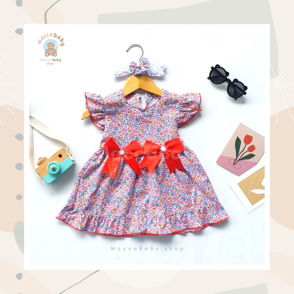 MBSS - (EXCLUSIVE ON MOCCABABY ) Dress Bayi Motif Animal Lucu Baju Bayi Perempuan / QIU2 DOUBLE RIBBON