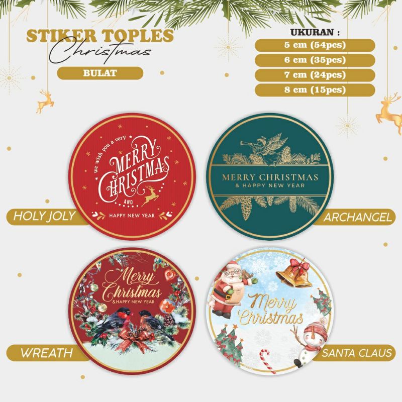 

54 PCS STIKER TOPLES PARCEL HAMPERS NATAL CHRISTMAS 2022 BENTUK BUNDAR BULAT
