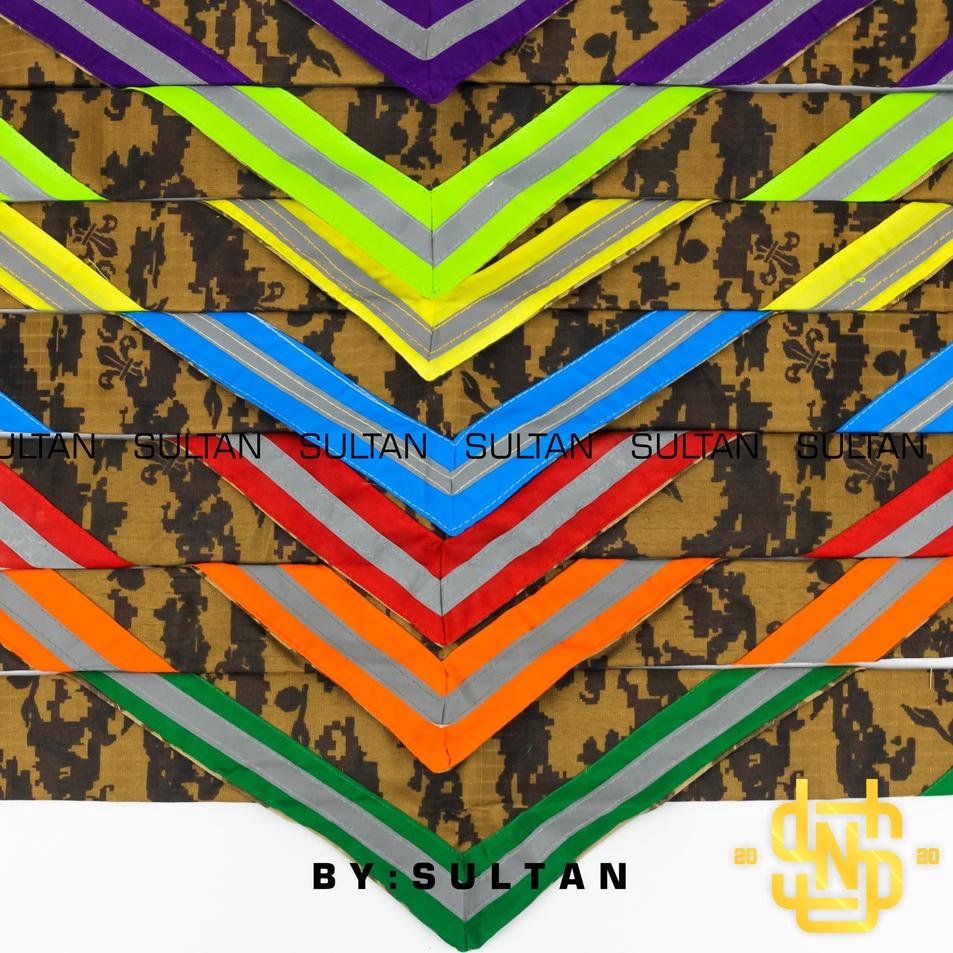 "TL.18Oc22в" SCARF WARNA LORENG Syal Pramuka Menyala Loreng lis Warna Bercahaya Scout Spotlight Teba