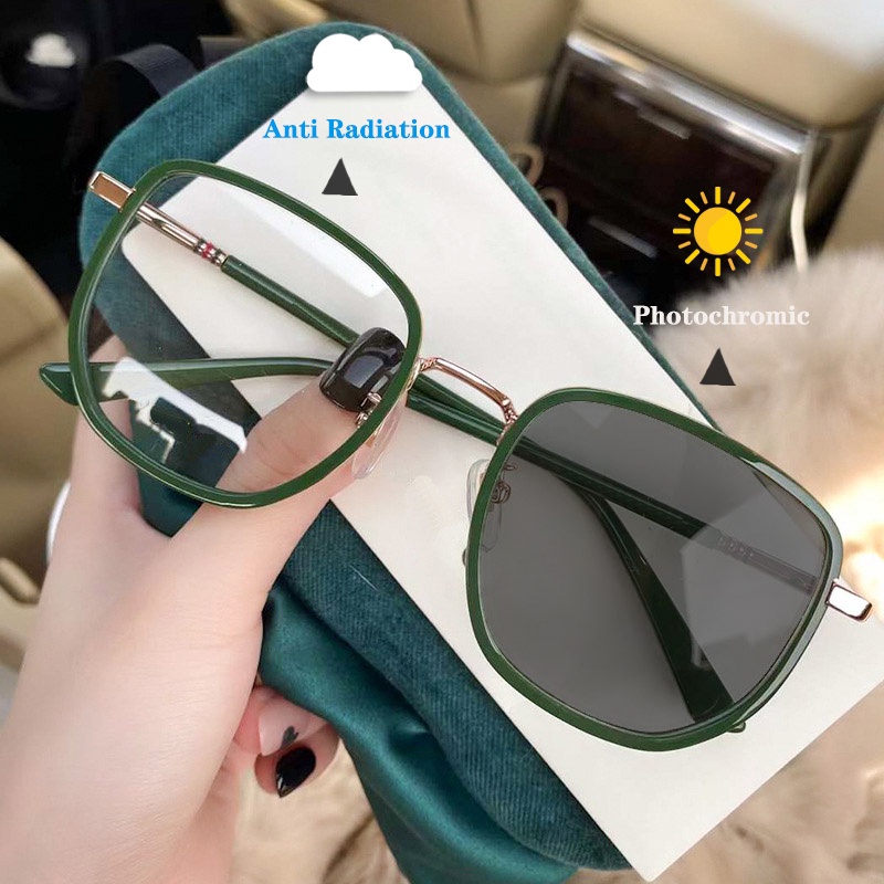 Kacamata Photochromic Anti Radiasi Aneka Warna Gaya Vintage Untuk Pria Dan Wanita