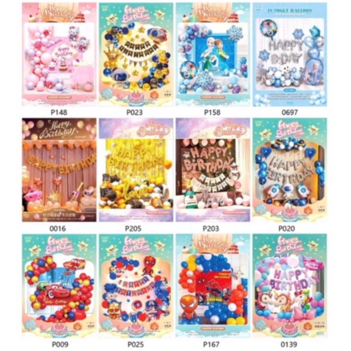 Paket dekorasi set balon ulang tahun happy birthday  ulang tahun  kamar karakter anak laki pempuan u