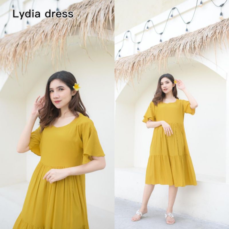 LIDYA DRESS | Tangan Lonceng | Jumbo