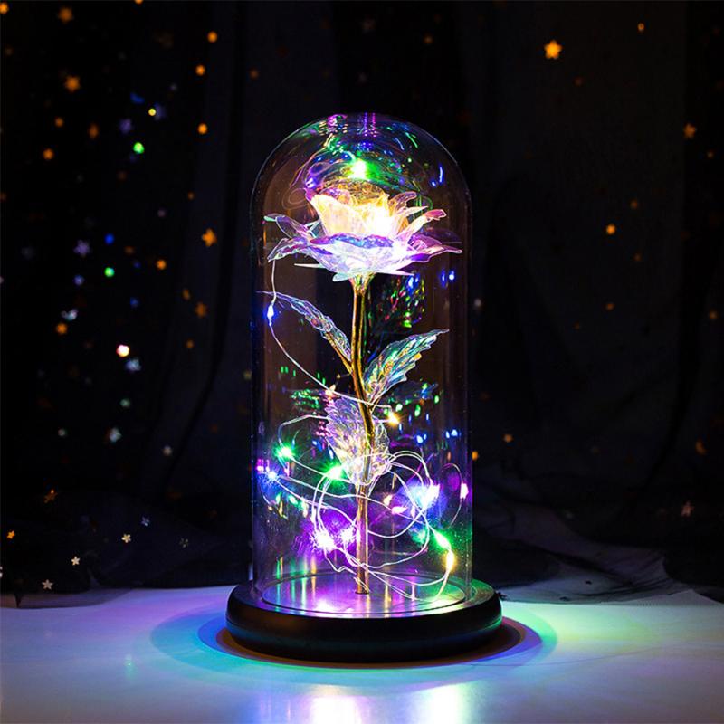 Lampu LED Bunga Mawar Dekorasi kamar lampu tidur Beauty and The Beast Rose ACEVIVI Hampers Pajangan Kado Hiasan Ruangan Kamar Glass Dome