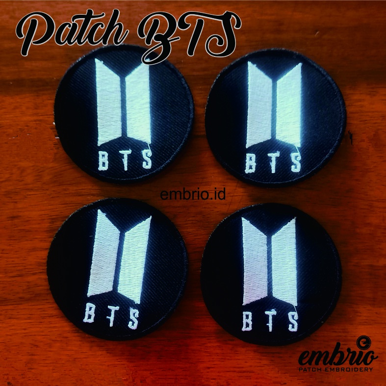 Patch BTS Icon Iron Patch Bangtan Army BT21 Iron On Patch Emblem Bordir Satuan & Grosir Custom Patch