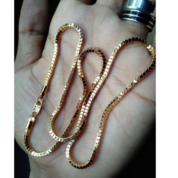 Langsung Kirim KALUNG MILANO KACA ROSE  GOLD LAPIS EMAS LEBAR 2 MILI PENGKAIT S SEPERTI EMAS ASLI