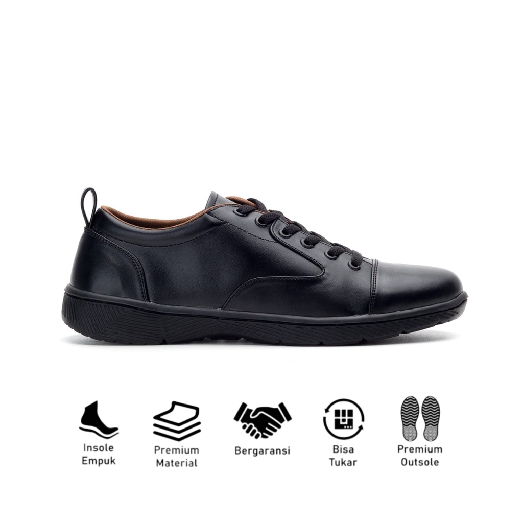 FRATELLO BLACK - Sepatu Pantofel Casual Kulit Original