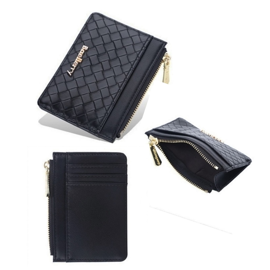DOMPET KARTU WANITA BAELLERRY MOTIF KULIT ANYAMAN SERGEYA WA595B5 IMPORT ORI KARTU UANG KOIN KECIL REMAJA KEKINIAN KOREA MINI SIMPLE POLOS PENDEK BRANDED BATAM MURAH