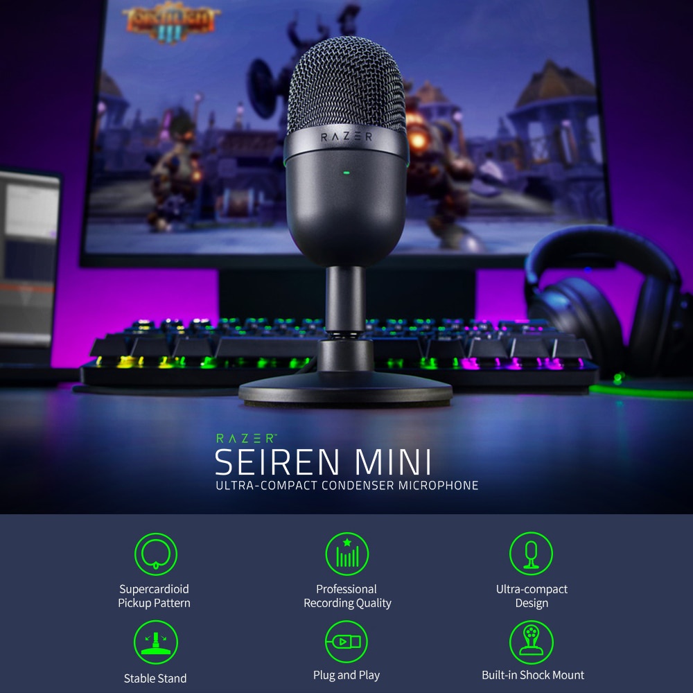 Razer Seiren Mikrofon Kondenser Mini USB ultra compact Untuk streaming