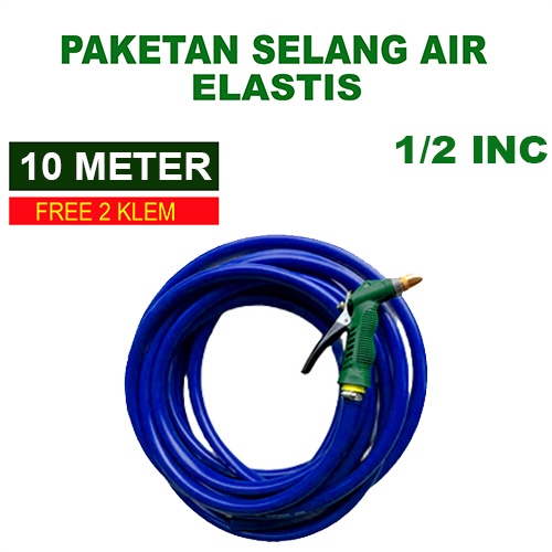 PAKETAN SELANG AIR ELASTIS / PAKETAN SELANG AIR ELASTIS 10 METER / SELANG ELASTIS TEBAL 1/2 / SELANG SINGLE LAYER HOSE / SELANG TAMAN