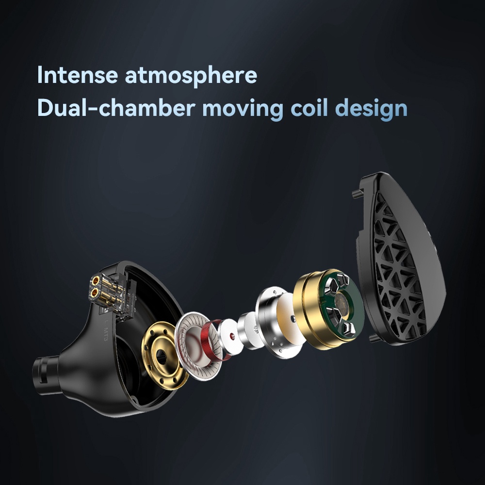 Trn MT3 Earphone In Ear Dinamis N52 Dual-Chamber 10mm Bahan Zinc Alloy Untuk BAX EMA VX ST5 VX PRO Kirin EMX