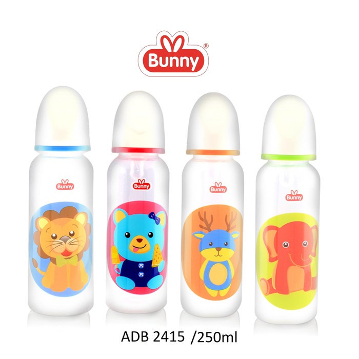 LUSTY BUNNY Botol susu bayi reguler slim neck 60ml 125ml 250ml BPA FREE/ bottle animal karakter dengan handle / gagang