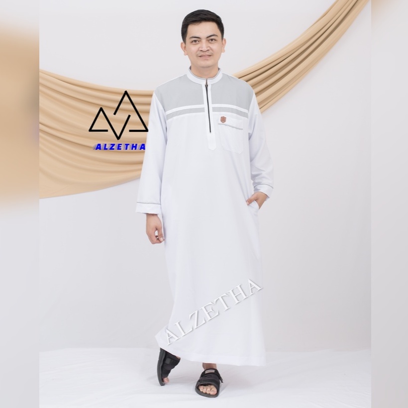 Jubah Gamis pria lengan panjang zipper alzetha