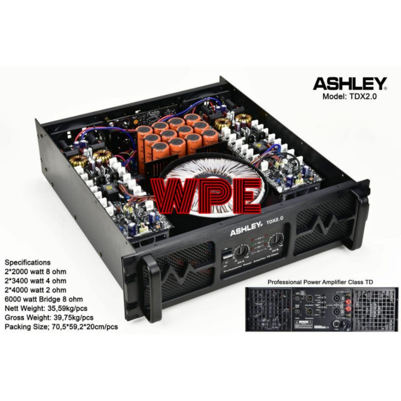 power amplifier ashley tdx 2.0 tdx2.0 original 2000watt class td