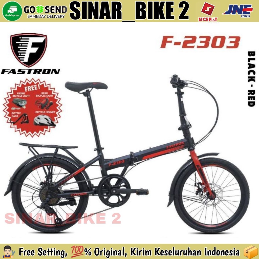 Sepeda Lipat 20 inch FASTRON F-2303 Boncengan Rem Cakram BANYAK BONUS