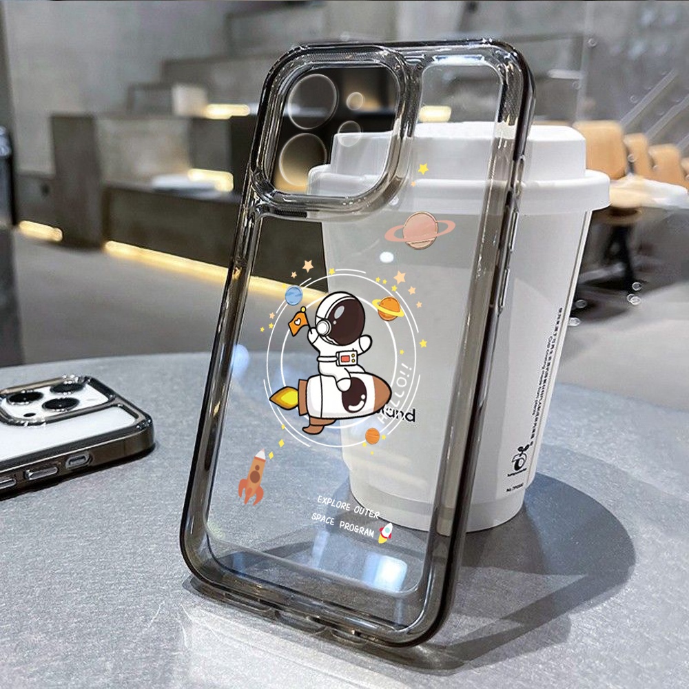 Soft Case TPU Transparan Motif Astronot Untuk iPhone 14 13 12 11 Pro Max XS Max XR X 14 8 7 Plus SE 2020 2022