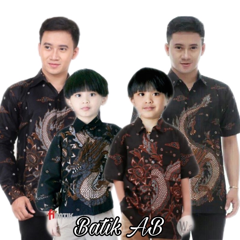 KEMEJA BATIK COUPLE AYAH DAN ANAK COWOK BATIK LENGAN PANJANG MOTIF NAGA