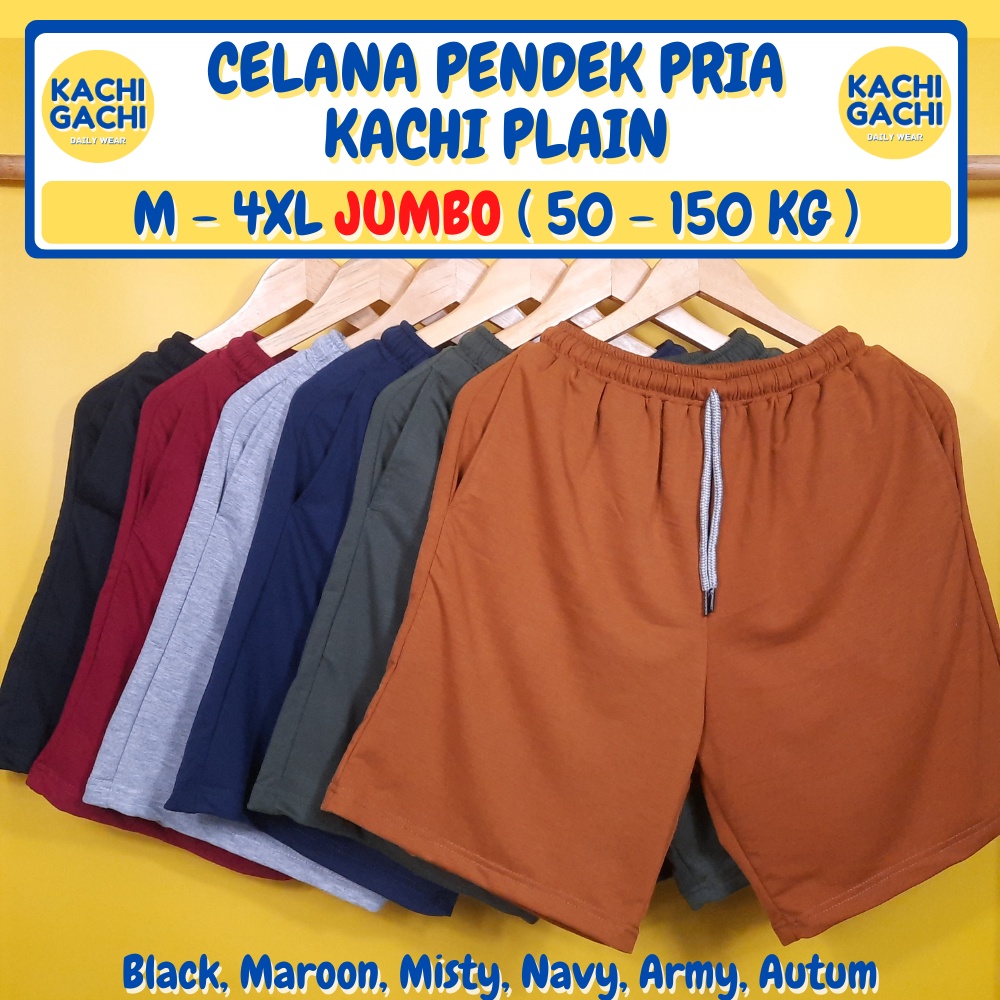 Celana Pendek Jumbo Pria / Celana Kolor Pria Santai / Short Pants Pria Big Size - Kachi Plain