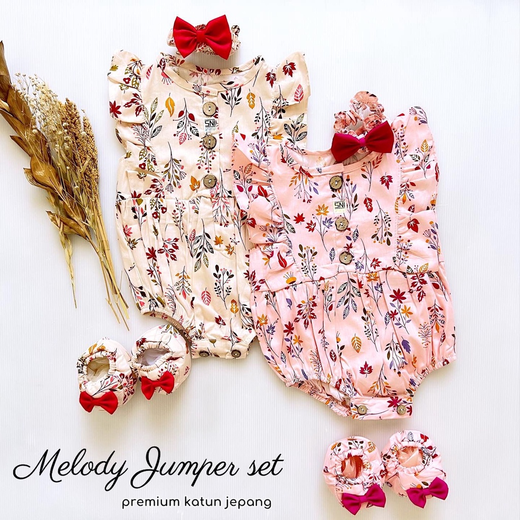 Terlaris Premium Katun Jepang Rosalie Melody flower jumper bandana sepatu anak babeebabyshop fashion bayi anak cewek perempuan