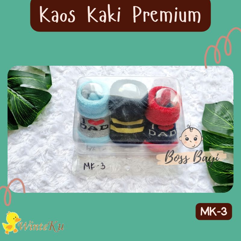 WINTEKU Kaos Kaki Premium Kemasan Mika 1 set 3 pasang 0-12M