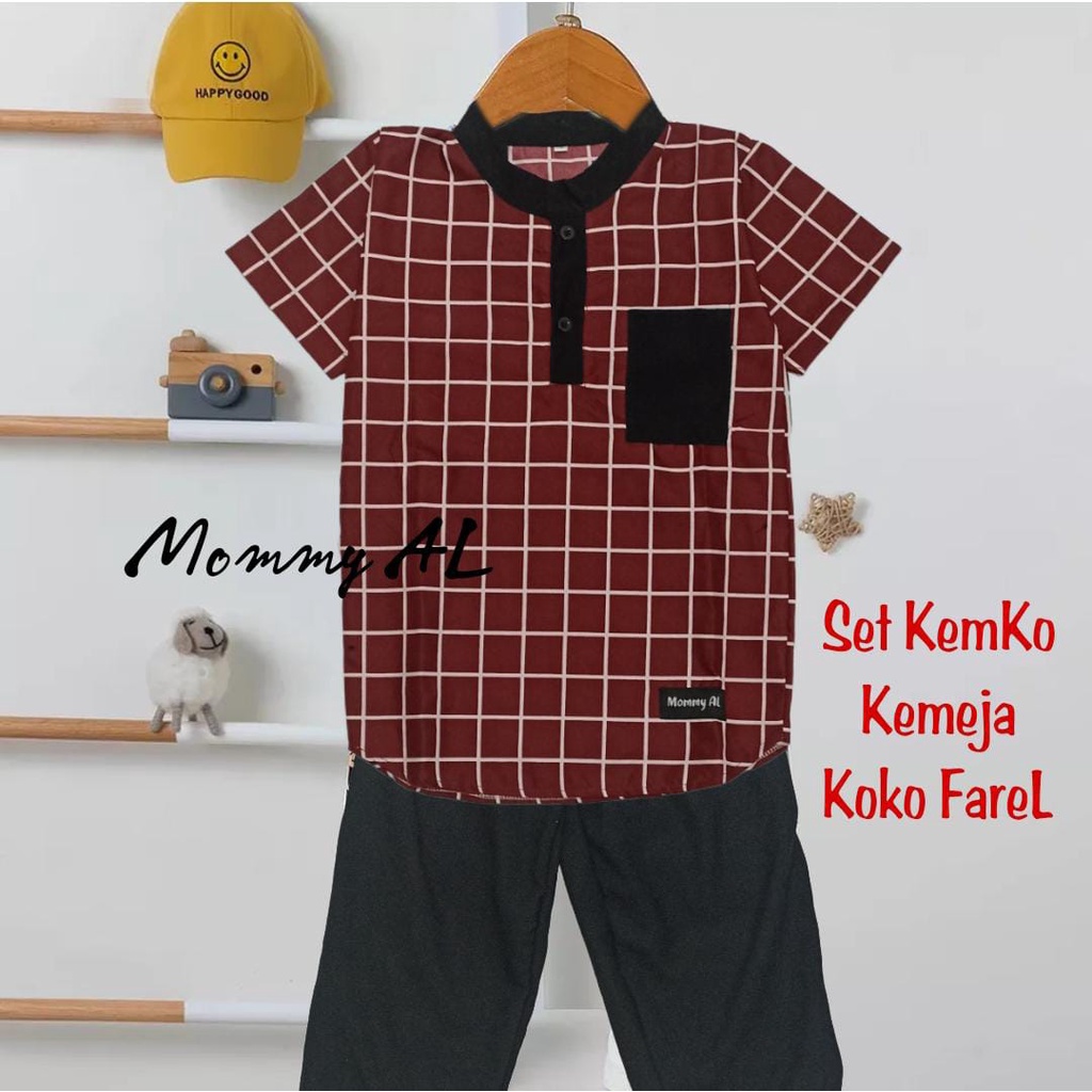 STELAN BAJU KOKO KEMENKO (KEMEJA KOKO)/Baju koko anak laki laki/Baju koko anak/Baju koko anak laki laki setelan/Baju koko anak laki laki 1 tahun/Baju koko anak laki laki 3 tahun/Baju koko anak laki laki 2 tahun/Baju Kok Anak Laki/Set koko anak laki laki/S