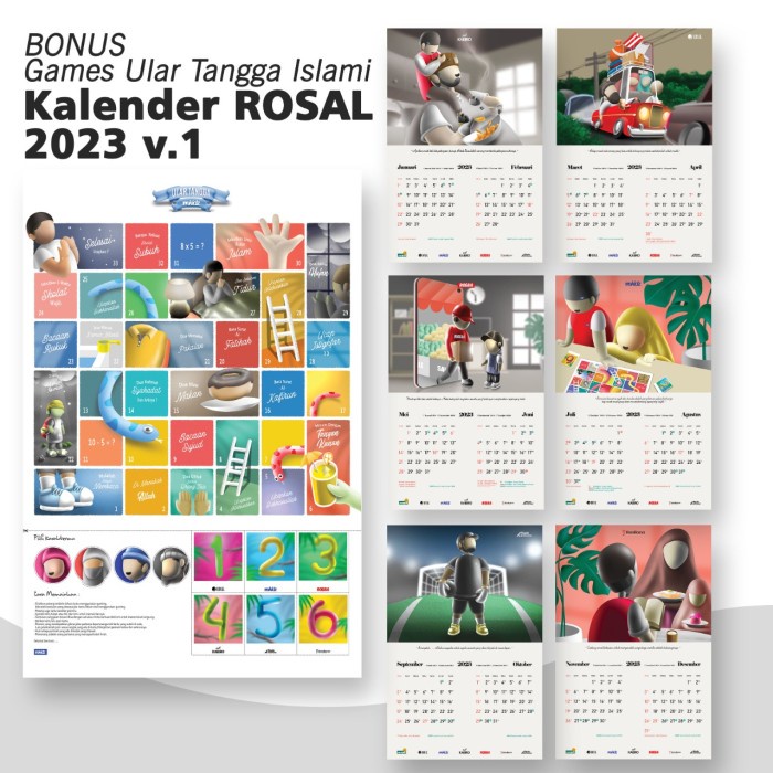 Kalender Rosal 2023 Tanggalan Dinding Meja Masehi Hijriyah 1444 H