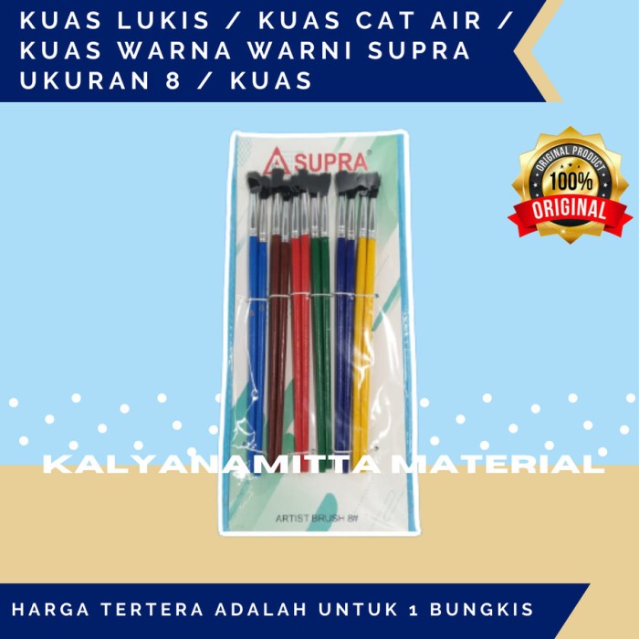 

Hemat Kuas Lukis / Kuas Cat Air /Kuas Warna Warni Supra Ukuran 6 ,8, 10/Kuas Trendi