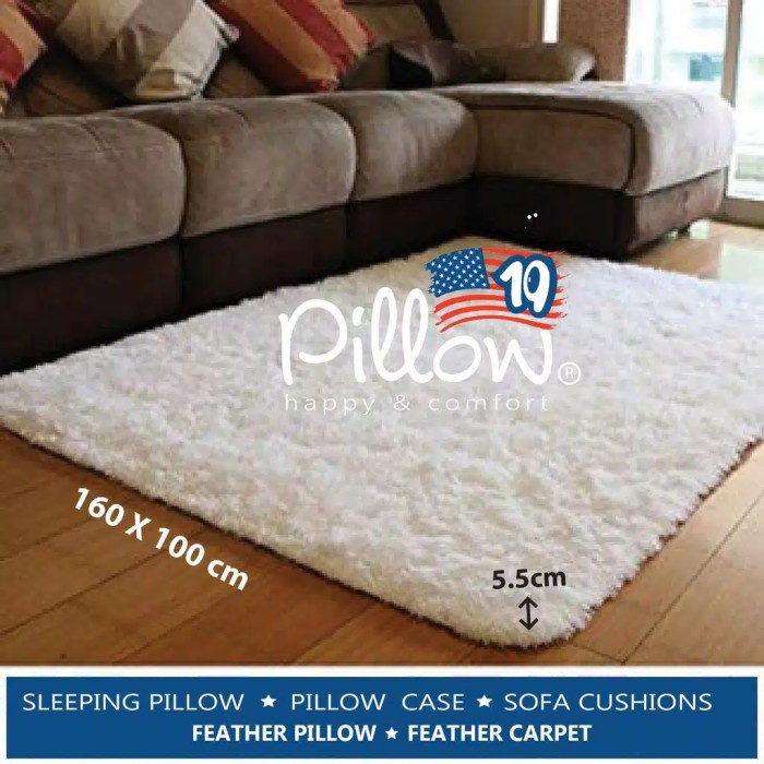 KARPET BULU KARPET BULU RASFUR UKURAN 160 X 100 TEBAL +-5,5CM PILLOW - Putih, 100x160x5cm kamar tidu