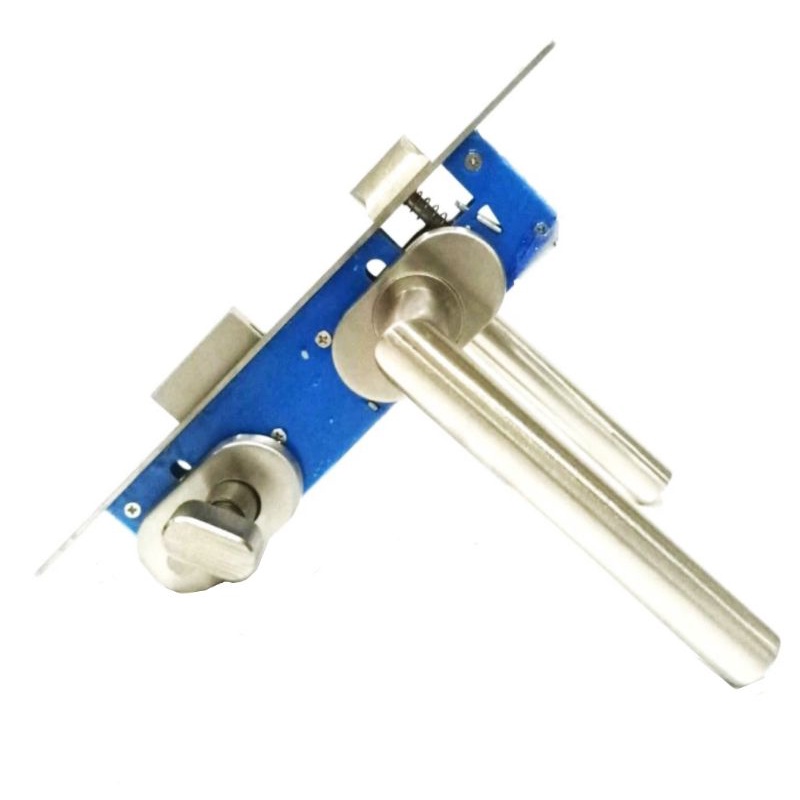 Paket Kunci Komplit Set Lever Handle Mortise Roses Stainless Gagang Lurus plus Cylinder