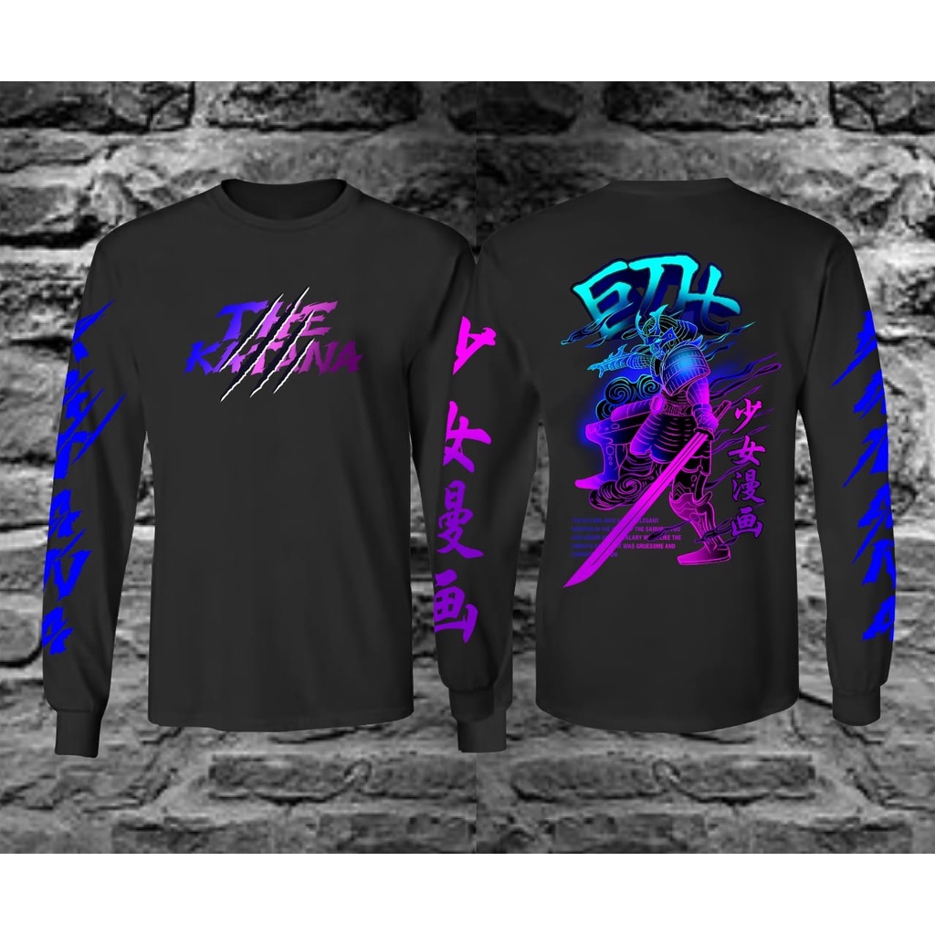 Kaos T-shirt Lengan Panjang Pria Distro Terbaru /Kaos Samurai Katana Hitam/ Kaos Anime /Kaos Pria da