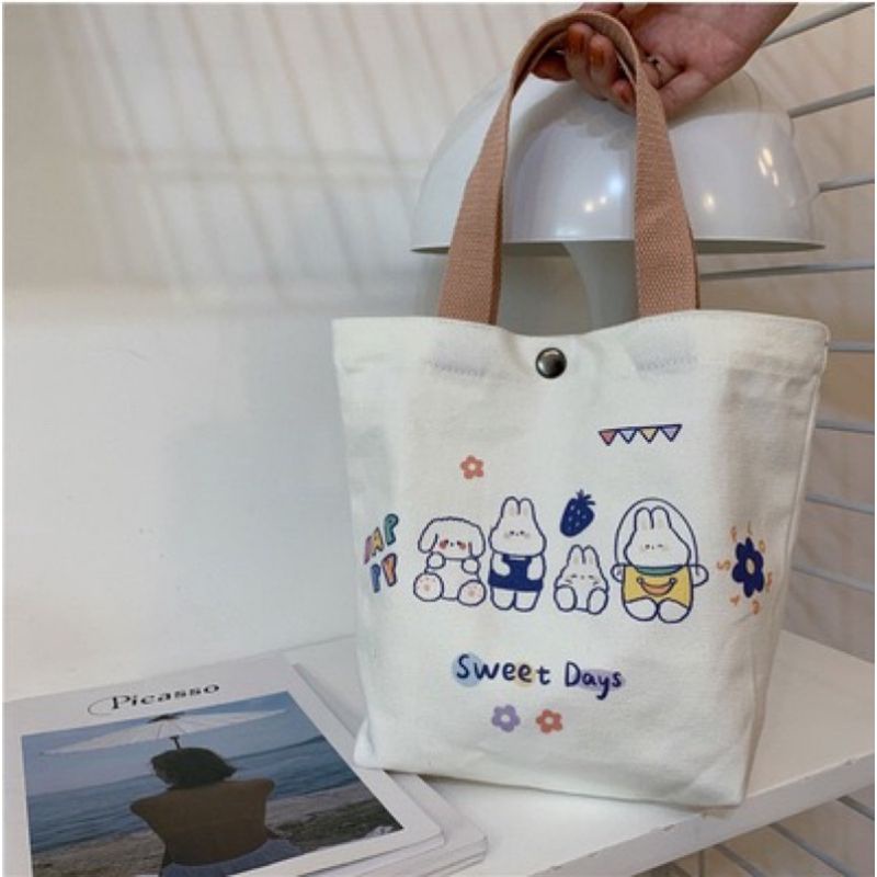 NANA TOTE BAG CANVAS IMPORT CUTE INS RABBIT/TAS CANVAS UNYU SERBAGUNA