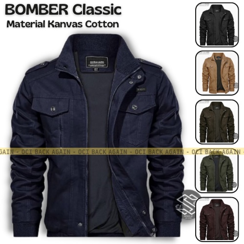 Fashion Pria Jaket pria BOMBER CLASSIC bahan Kanvas - Jaket bomber dewasa 2022 Cowok Keren Jaket bom