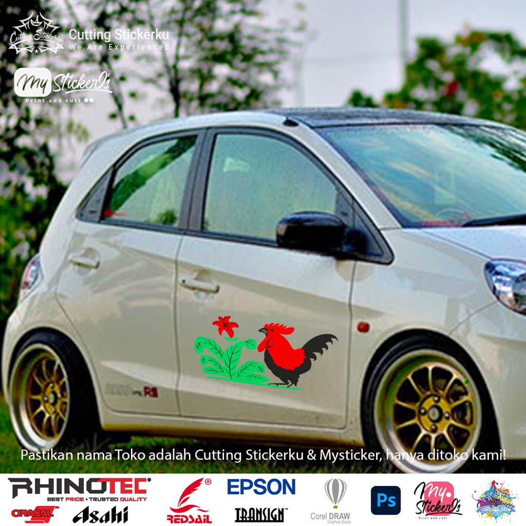 Cutting Stiker Mangkok Ayam Merah Variasi Motor Mobil Timbul Keren Nyala Dasbor Spakbor Visor Body Kaca Helm Laptop Hologram Reflective Tahan Air Bodi Samping Nama Legend Jadul Klasik Scoopy Vario Beat NMAX PCX Vespa Aesthetic Pickup Mie Baso Windshield