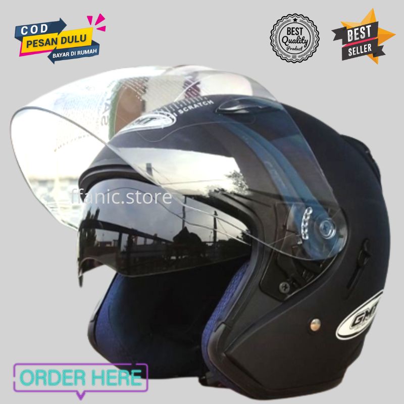 HELM MOTOR DEWASA HALFFACE SNI CENTRO GMT DOUBLE VISOR ORIGINAL [Bukan INK KYT MRJ] ONGKIR