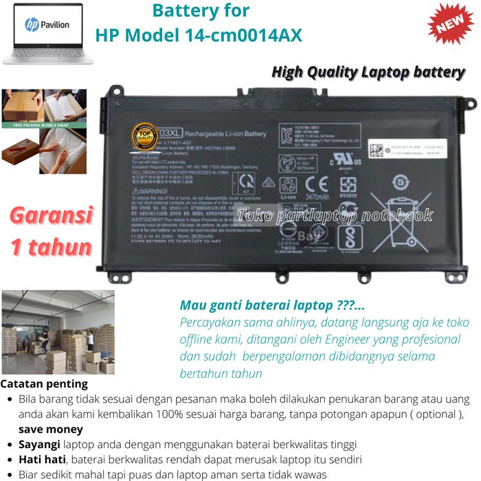 Baterai laptop HP 14-cm0014AX new