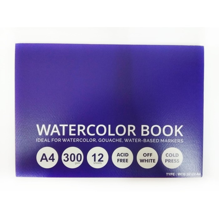 

Aman Watercolor Book V-Tec A4 300 Gsm Off White 12 Sheets Wcb-30122/A4 Berkualitas