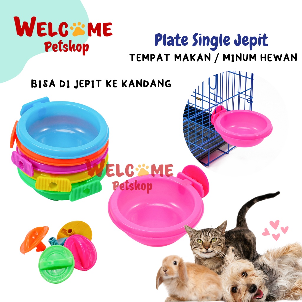 Tempat Makan / Minum Single Jepit Kandang untuk Kucing / Anjing / Kelinci / Marmut