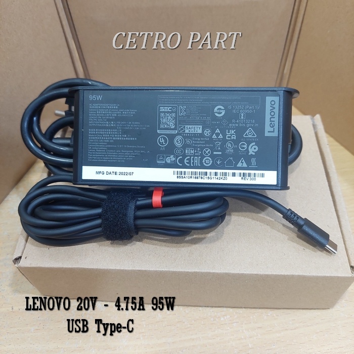 Adaptor Charger Laptop Lenovo 20V - 4.75A 95W Model USB Type C NEW