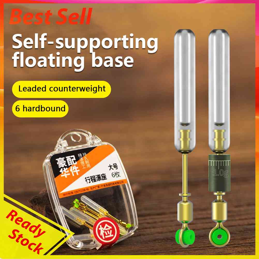 6pcs Bobber Seat Copper Head Silicone Rotation Buoy Vertical Fishing Float Tools