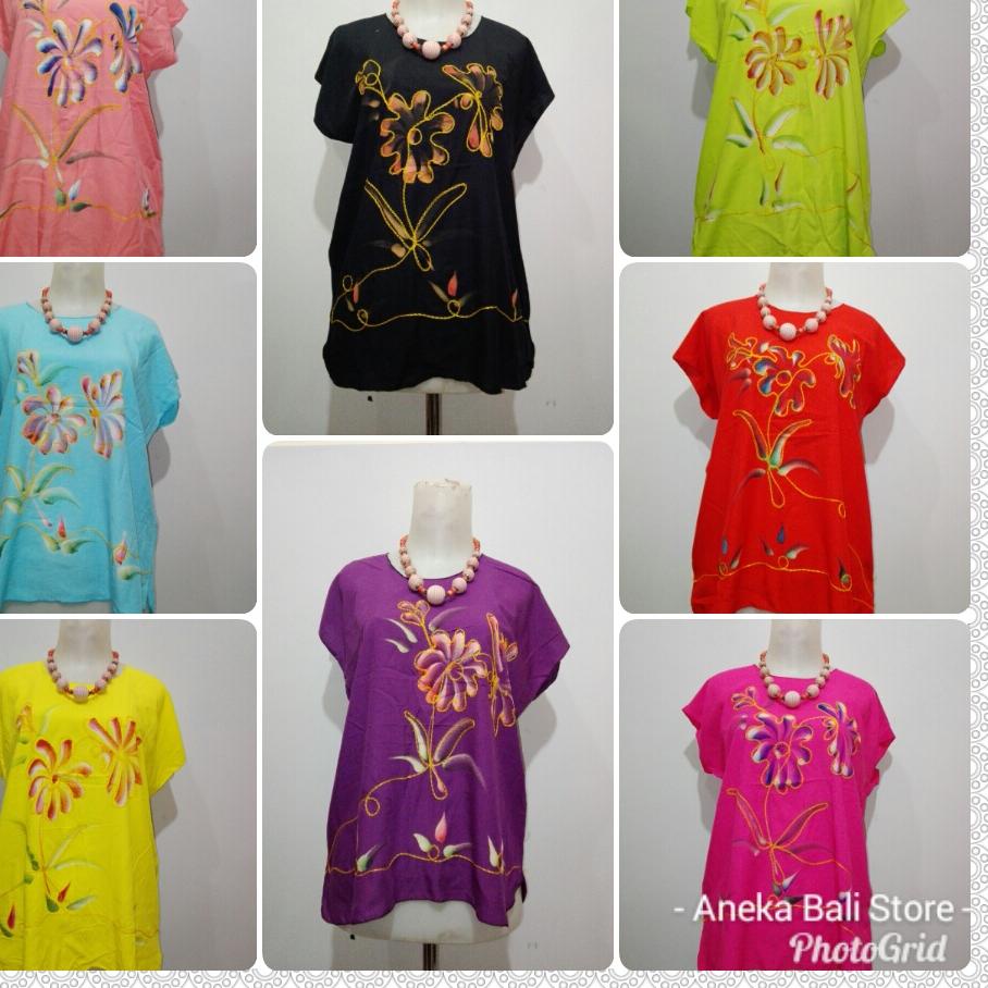 ㆅ Baju atasan stik lukis Bali murah UK-XL, pakaian wanita, atasan wanita, Baju bordiran bali, kaos w
